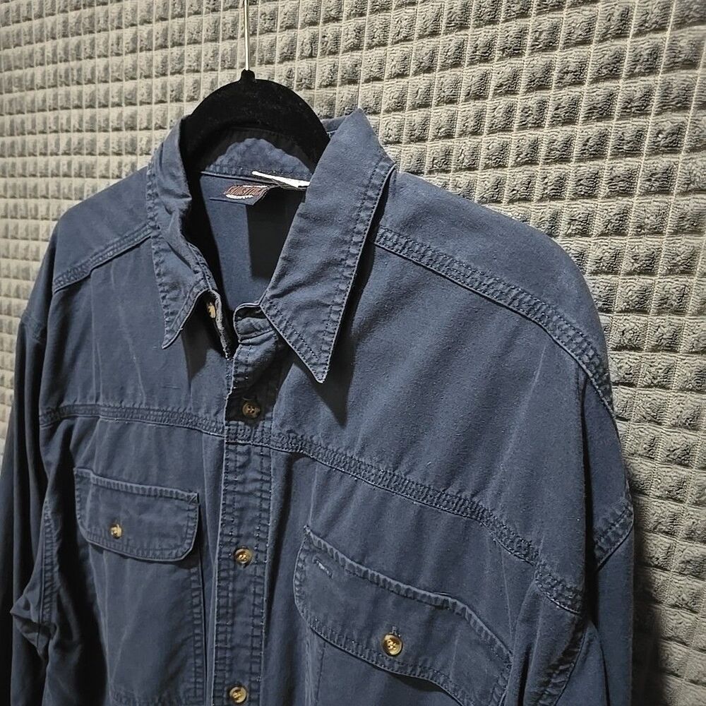 Cotton Canvas Work Shirt Mens XL Saugatuck Heavy Button Collared Long Sleeve VTG - Picture 5 of 11